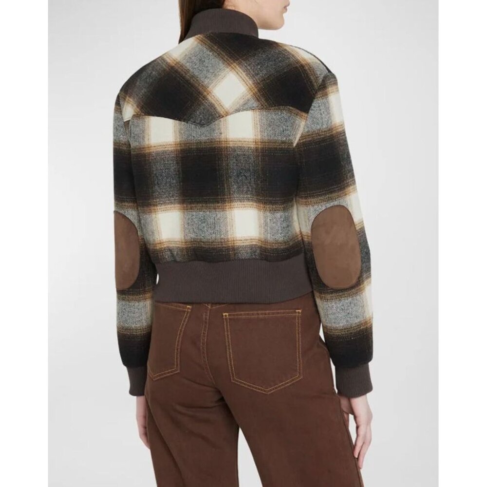 Veronica Beard Checkered Bomber Jacket - Black An… - image 3